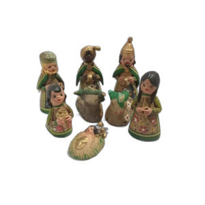 Mexican Hand Painted Clay Pottery Folk Art Nativity Sets Hecho en Mexico
